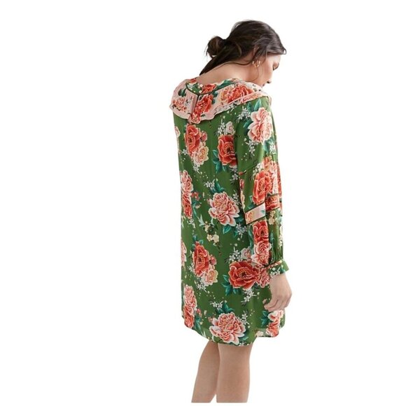 Farm Rio Long Sleeve Green Floral Dress 1X NWT Elinor Tunic Ruffle Short Flowy - Picture 14 of 15